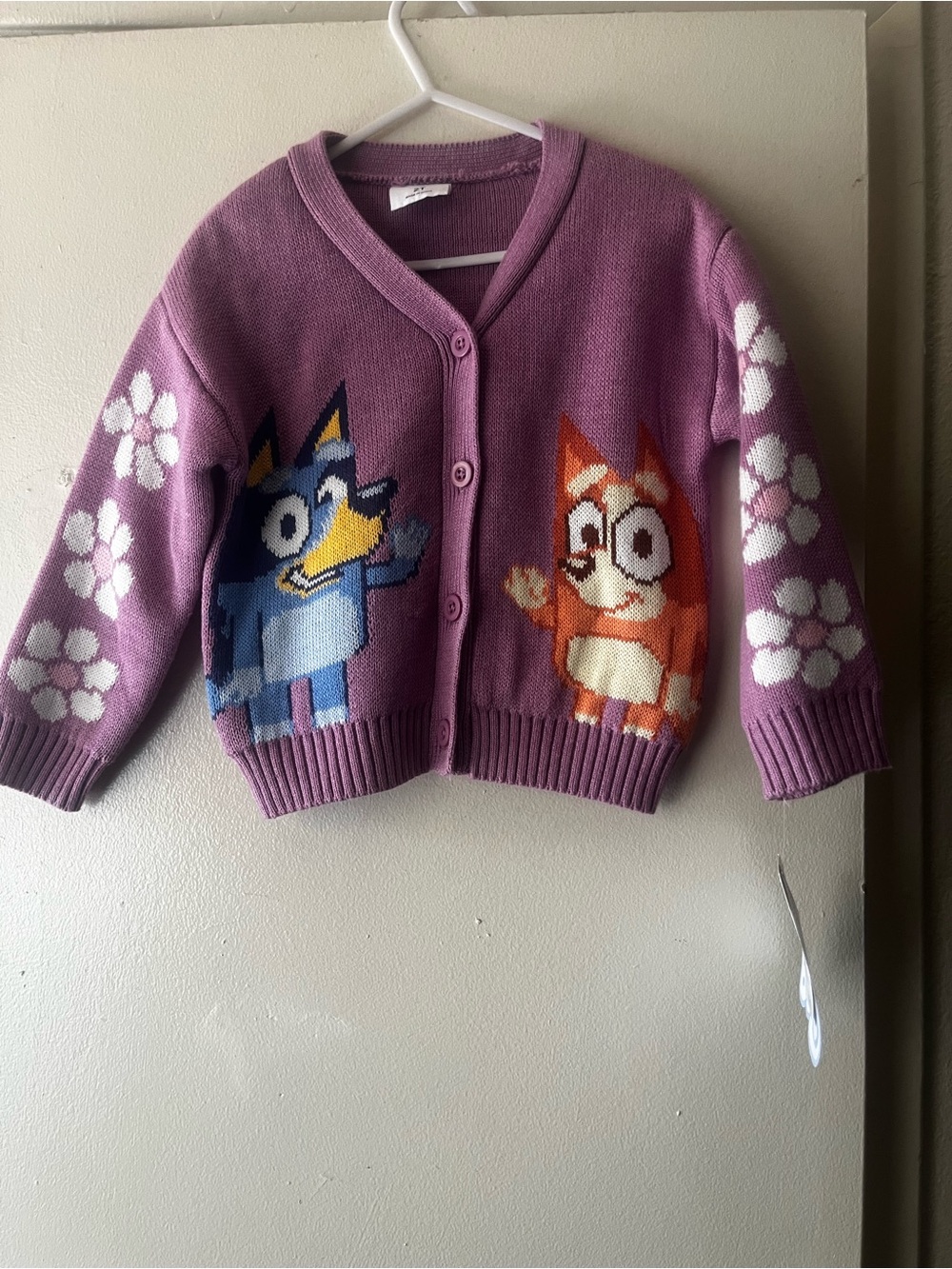 Kids Purple Bluey Characters Button-Up Cardigan